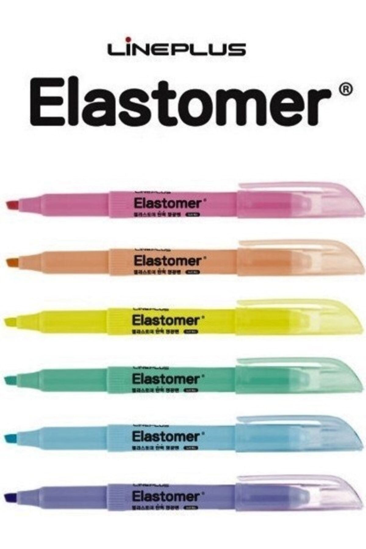 Lineplus Elastomer Fosforlu Kalem Pastel Renkler 6'lı Paket