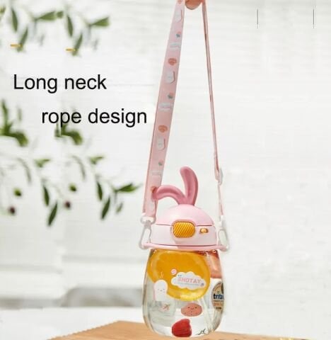 Shotay ST-7008 600ML Pembe Kulaklı Tritan Pipetli Askılı Matara
