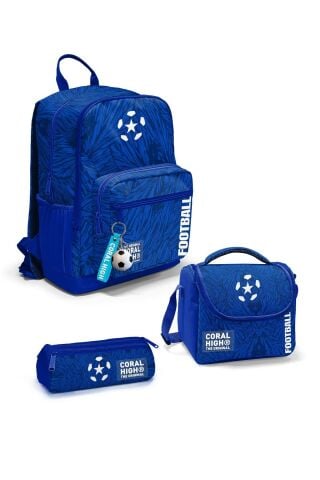 Lacivert Saks Futbol Desenli 3 lü Okul Çanta Seti SET0123697
