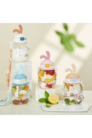 Esnek Tavşan Kulaklı Tritan Kırık Beyaz Suluk & Matara 600ml