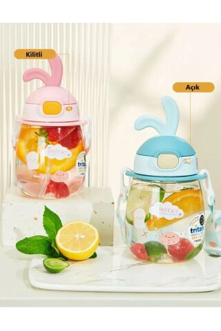 Esnek Tavşan Kulaklı Tritan Kırık Beyaz Suluk & Matara 600ml