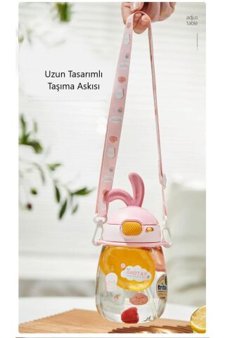 Esnek Tavşan Kulaklı Tritan Kırık Beyaz Suluk & Matara 600ml