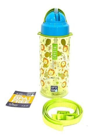 Yeşil Crystal Tritan Desenli Pipetli Matara Suluk 500 Ml