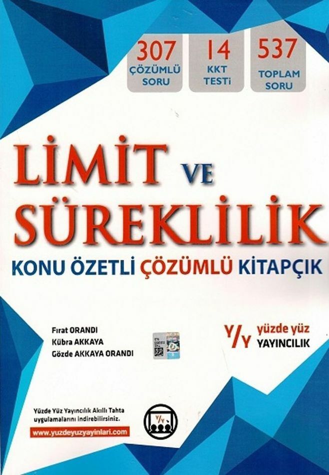 Yüzde Yüz Yayınları Limit ve Süreklilik Konu Özetli Çözümlü Kitapçık