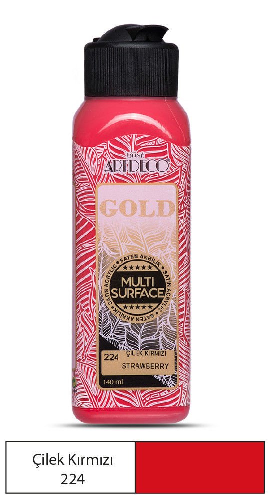 Artdeco Gold Multi-Surface Akrilik Boya 140ml Çilek Kırmızı 224