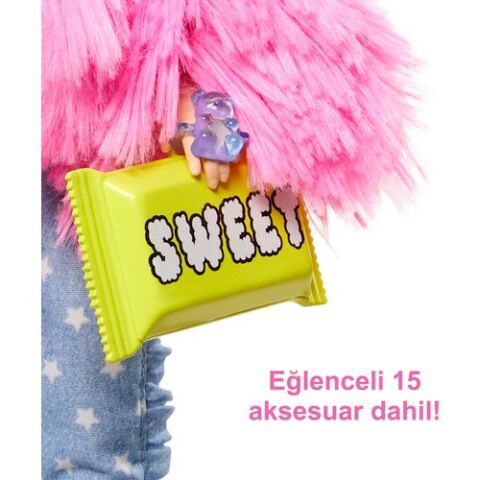 Barbie Extra - Pembe Peluş Ceketli Unicorn Oyuncaklı Bebek 3-9 Yaş Arası Kızlar İçin İdeal Bir Hediye Grn28