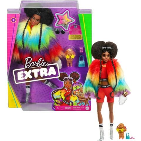 Barbie Extra - Gökkuşağı Renkli Ceketli Bebek Köpek Figürü İle 3-9 Yaş Arası Kızlar İçin İdeal Bir Hediye Gvr04