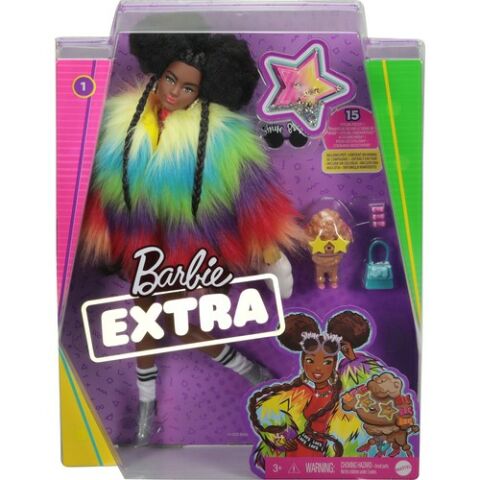 Barbie Extra - Gökkuşağı Renkli Ceketli Bebek Köpek Figürü İle 3-9 Yaş Arası Kızlar İçin İdeal Bir Hediye Gvr04