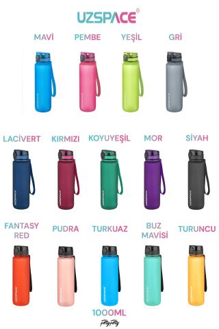 3038 Buz Mavi Büyük Boy 28 Cm 1000 Ml 1 Litre Su Matarası Bpa Koku Sızdırma Yok 3038