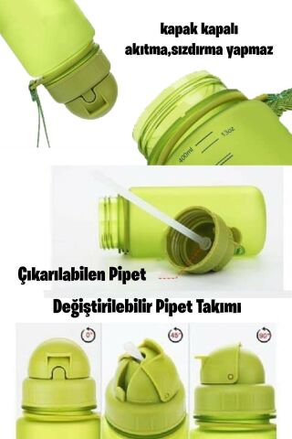 Pipetli 400 ml Tritan Çocuk Su Matarası Spindrit Blue