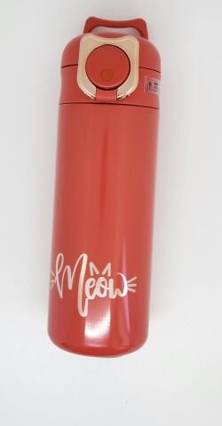 Shotay XS-0101 400ML Kedi Pipetli Çelik Termos Kırmızı