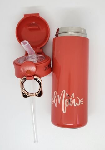 Shotay XS-0101 400ML Kedi Pipetli Çelik Termos Kırmızı