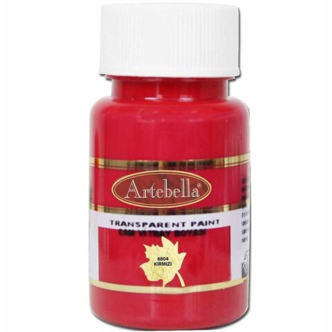Artebella Transparan Cam Vi̇tray Boyası 50 Cc Kırmızı
