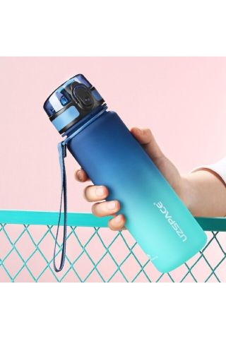 500ml Mavi-Turkuaz Çift Renk Motivasyon Matarası Softtouch Ff Collection Tritan Su Matarası