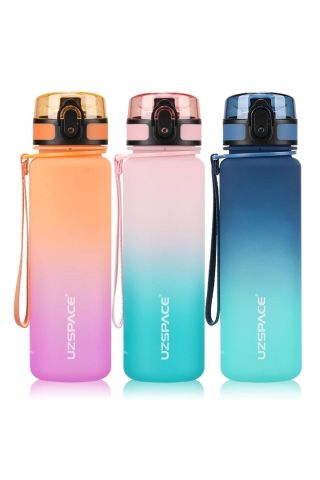 500ml Mavi-Turkuaz Çift Renk Motivasyon Matarası Softtouch Ff Collection Tritan Su Matarası