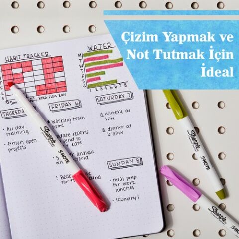 SHARPIE SNOTE Fosforlu Kalem, Kesik uç, 4'lü Karışık Renk