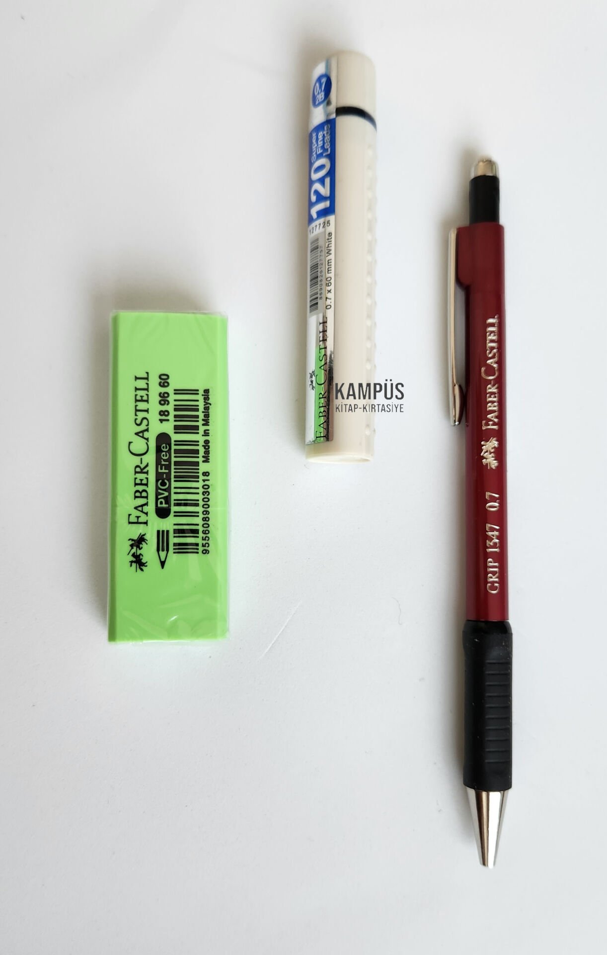 Faber Castell 1347 0,7 Bordo Versatil Kalem + Silgi + 0,7 120'li Uç