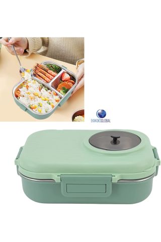 BL70100 Pembe Taşınabilir Dört Bölmeli 304 Paslanmaz Çelik Çocuk Öğrenci Ofis Için Yemek Kutusu Sefer Tası 1100ml