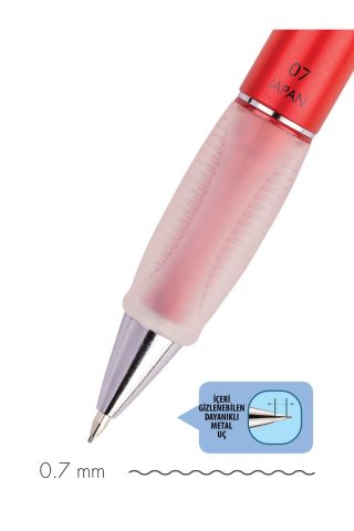 Deep Mekanik Kurşun Kalem 0.7mm Metalik Lav Kırmızı
