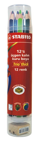Stabilo 12 Renk Trio Thick Üçgen Kalın Kuru Boya Plastik Tüp