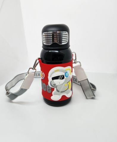 Shotay ST-8812 Space 600ML Çift Başlık (Kapak) Termos Matara Siyah-Kırmızı