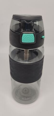 Shotay ST-7202 600ML Tritan Siyah Şeffaf Matara Taşıma Aparatlı