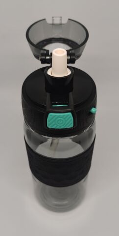 Shotay ST-7202 600ML Tritan Siyah Şeffaf Matara Taşıma Aparatlı