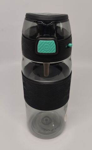 Shotay ST-7202 600ML Tritan Siyah Şeffaf Matara Taşıma Aparatlı