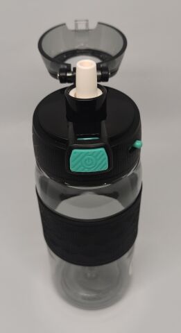 Shotay ST-7202 600ML Tritan Siyah Şeffaf Matara Taşıma Aparatlı