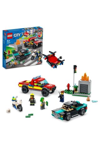 ® City İtfaiye Kurtarma Operasyonu ve Polis Takibi 60319 Yapım Seti (295 Parça)