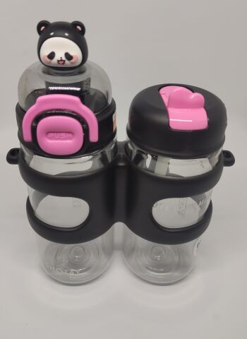 Shotay Çift Gözlü 900Ml Tritan Matara Siyah-Pembe