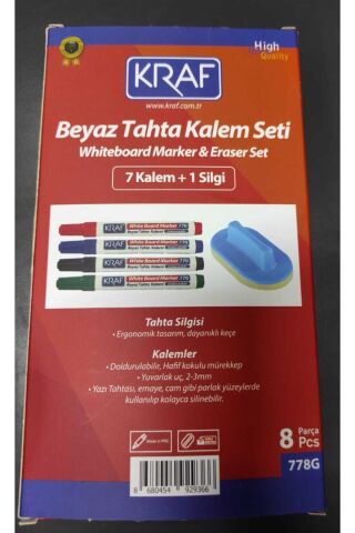 KRAF Beyaz Tahta Kalemi& Silgi Set 8 Li 778g