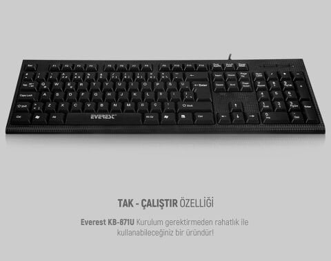Everest KB-871U Siyah USB Q Standart Klavye