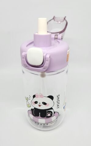 Shotay ST-7011 500ML Pipetli-Pipetsiz Tritan Mor Şeffaf Matara Taşıma Aparatlı
