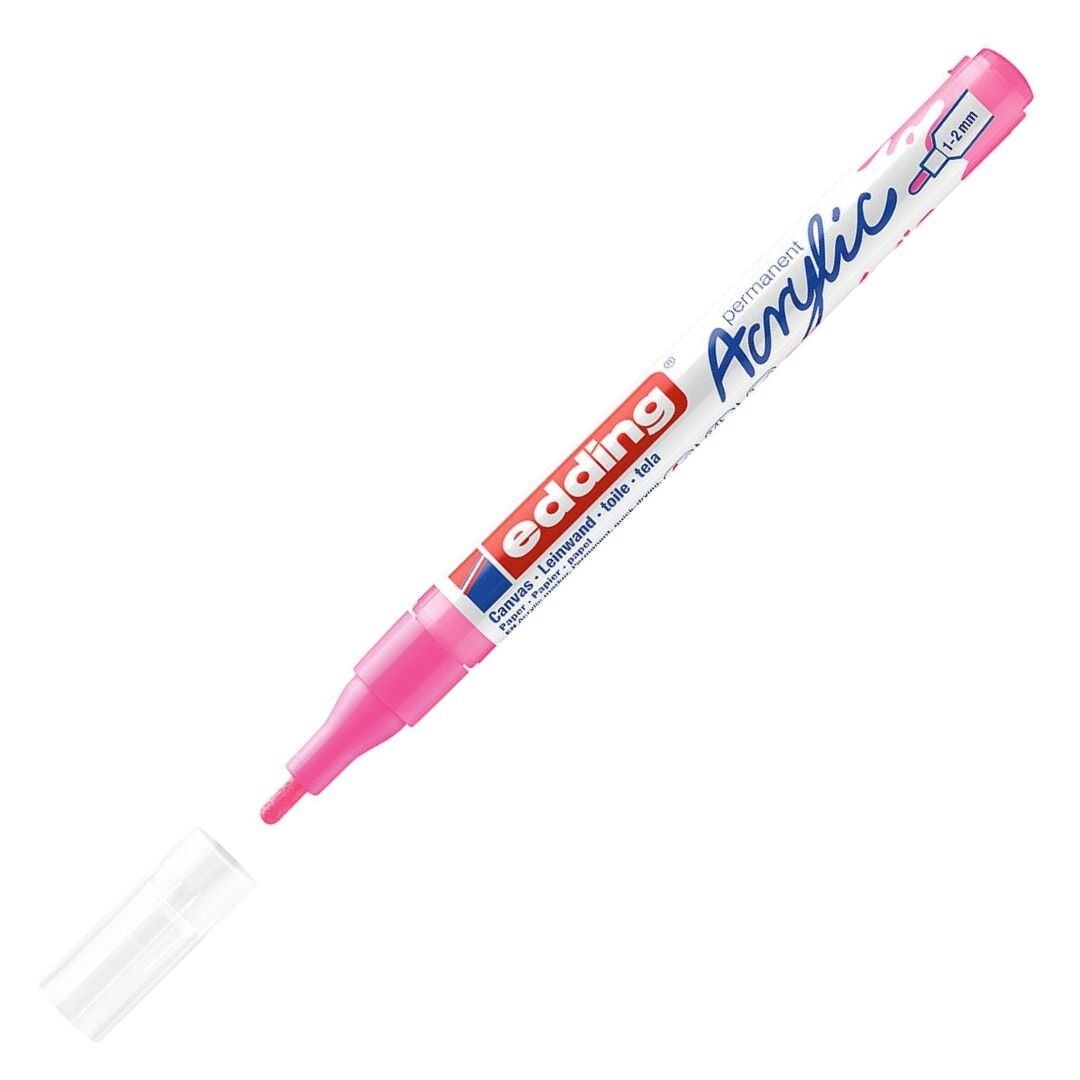 Edding 5300 Akrilik Markör 1-2mm Yuvalak Uç Fosforlu Pembe