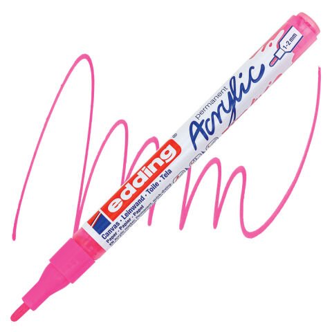 Edding 5300 Akrilik Markör 1-2mm Yuvalak Uç Fosforlu Pembe