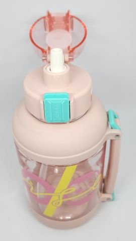 Shotay ST-7227 1500ML Pipetli-Pipetsiz Tritan Pembe-Yeşil Şeffaf Matara Taşıma Aparatlı ve Askılı