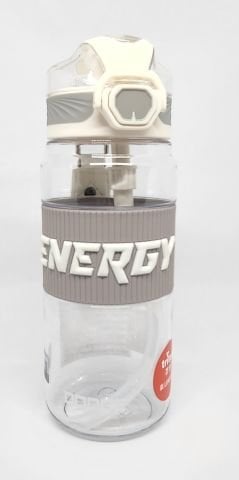 Shotay DL-24636 870ML Pipetli-Pipetsiz Tritan Beyaz Şeffaf Matara Taşıma Aparatlı