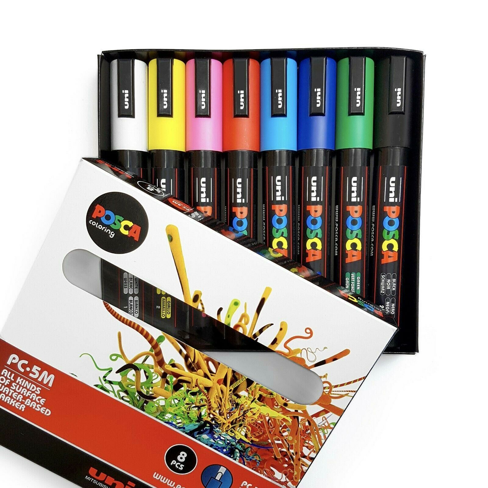 Uni Posca Su Bazlı Poster Markörü Anarenk 8 li 0.9-1.3