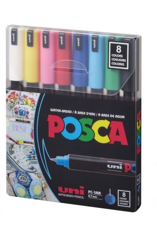Uni Posca Pc-1mr 0.7 Su Bazlı Poster Markörü Anarenk 8'li