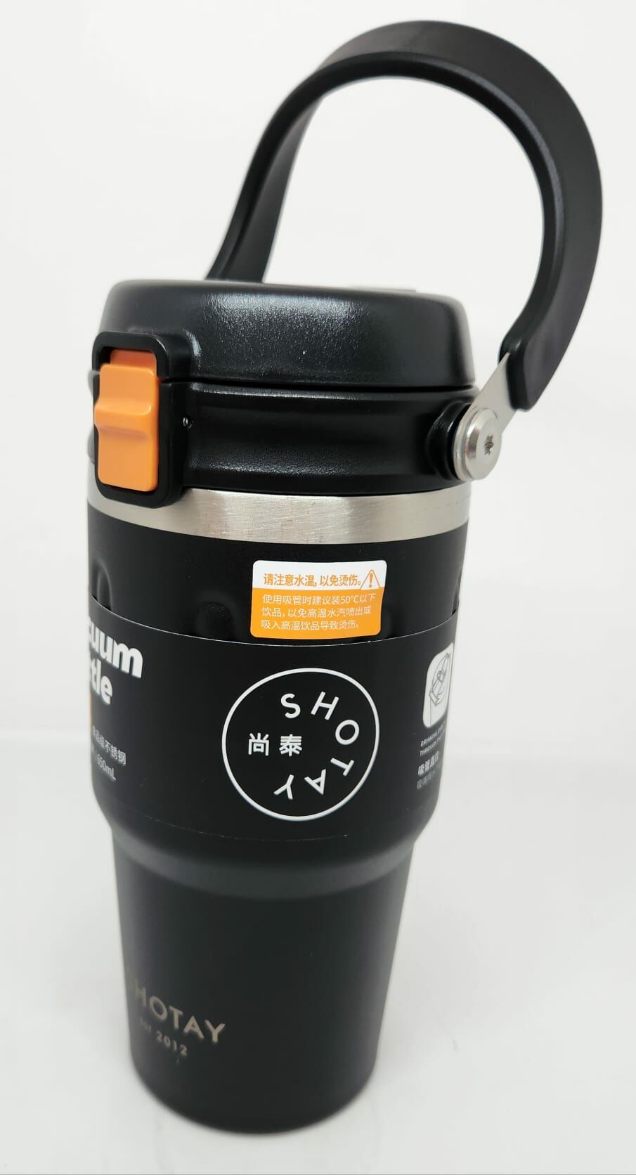 Shotay Journey ST-8166 650ml Çift Kullanımlı Kapak Mug Siyah-Turuncu