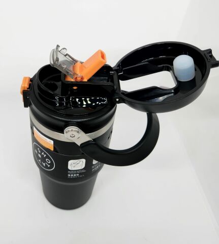 Shotay Journey ST-8166 650ml Çift Kullanımlı Kapak Mug Siyah-Turuncu