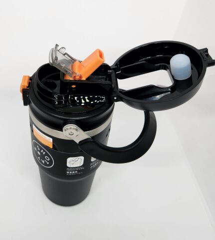 Shotay Journey ST-8166 650ml Çift Kullanımlı Kapak Mug Siyah-Turuncu