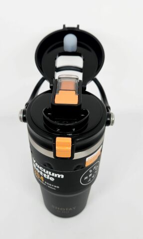 Shotay Journey ST-8166 650ml Çift Kullanımlı Kapak Mug Siyah-Turuncu