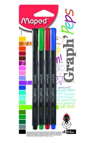 Maped Metal uç Fineliner Graph Peps (0,4 mm. - 4'lü Paket)