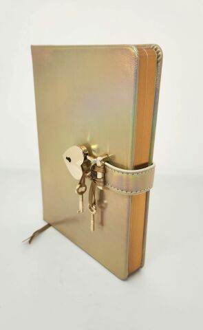 Hush Hush Metalik Kilitli Defter 13x18 Cm Iridescent Gold