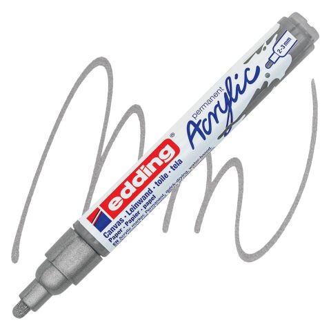 Edding 5100 Akrilik Markör 2-3mm Yuvarlak Uç Gümüş