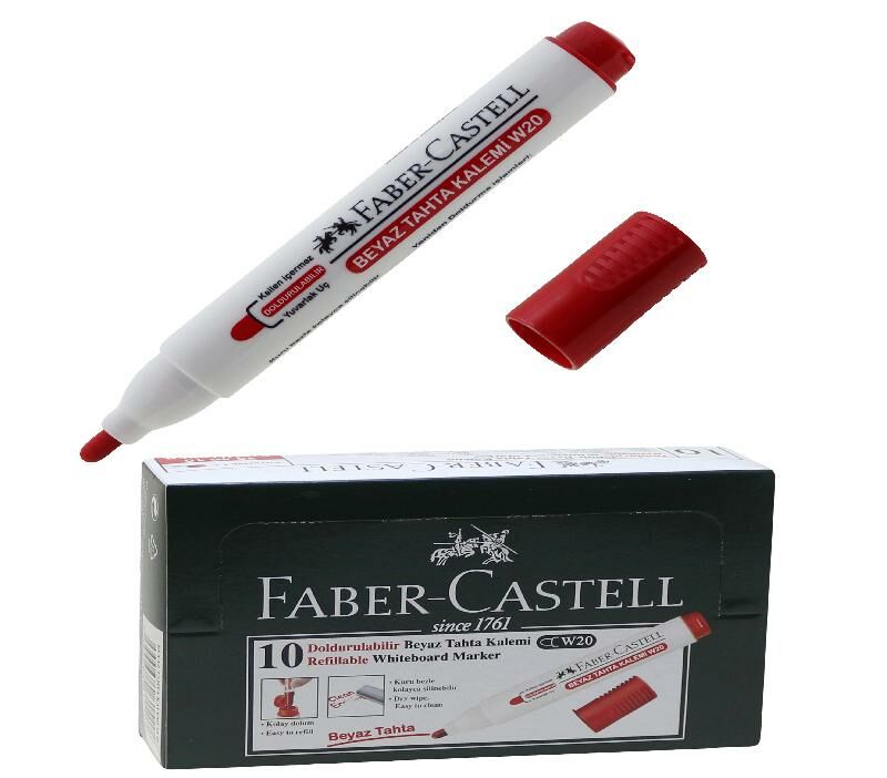 Faber-Castell Beyaz Tahta Kalemi Kırmızı 10'lu Doldurulabilir W20