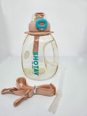 Shotay Hippo ST-6645 1300ml Tritan Askılı-Tutma Saplı Pipetli-Pipetsiz Kullanım Matara Soft Pembe