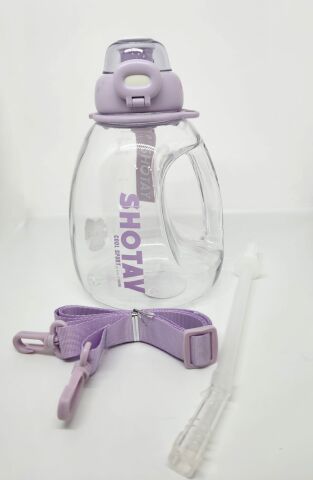 Shotay Hippo ST-6645 1300ml Tritan Askılı-Tutma Saplı Pipetli-Pipetsiz Kullanım Matara Soft Mor
